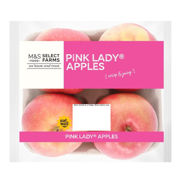 M&S Pink Lady Apples 4 Pack, imported from the UK