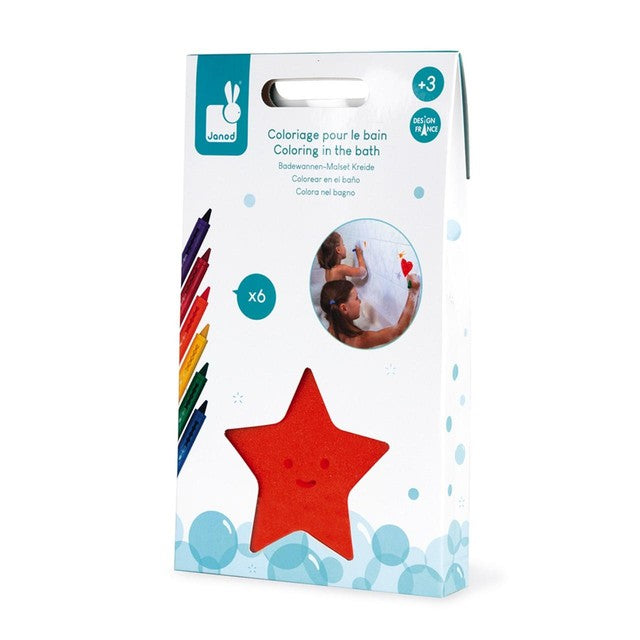 Janod bath colouring set with pencils and sponge - British product