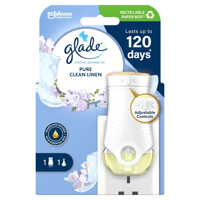 Glade Clean Linen electric scented oil air freshener 20ml, UK version