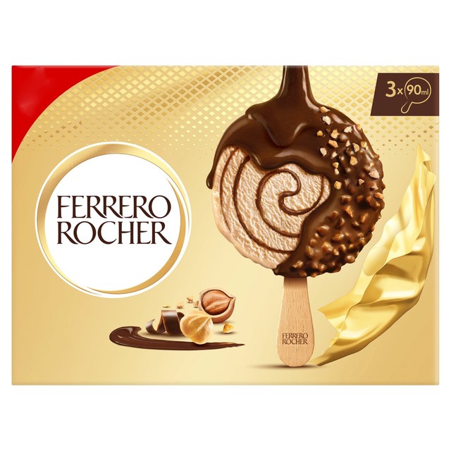 Ferrero Rocher hasselnøttispinner 3 x 70 ml - britisk produkt