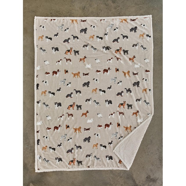 Deyongs Mixed Dogs Oatmeal Sherpa Throw 140x180cm - British product