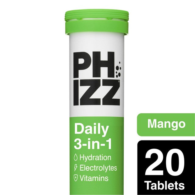 Phizz Mango flavoured hydration electrolyte vitamin tablets 20 tablets, imported from the UK