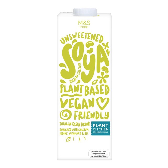 M&S unsweetened soya milk alternative 1L, imported from the UK
