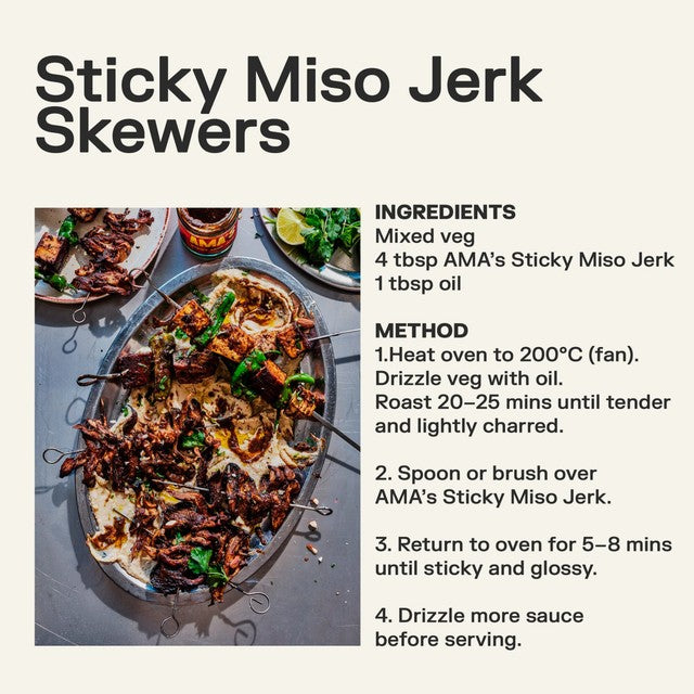 Ama's sticky miso jerk sauce in a jar (British brand)