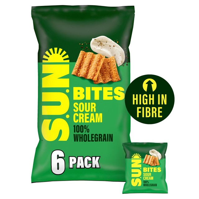 SunBites sour cream black pepper multipack snacks 6x25g (British brand)