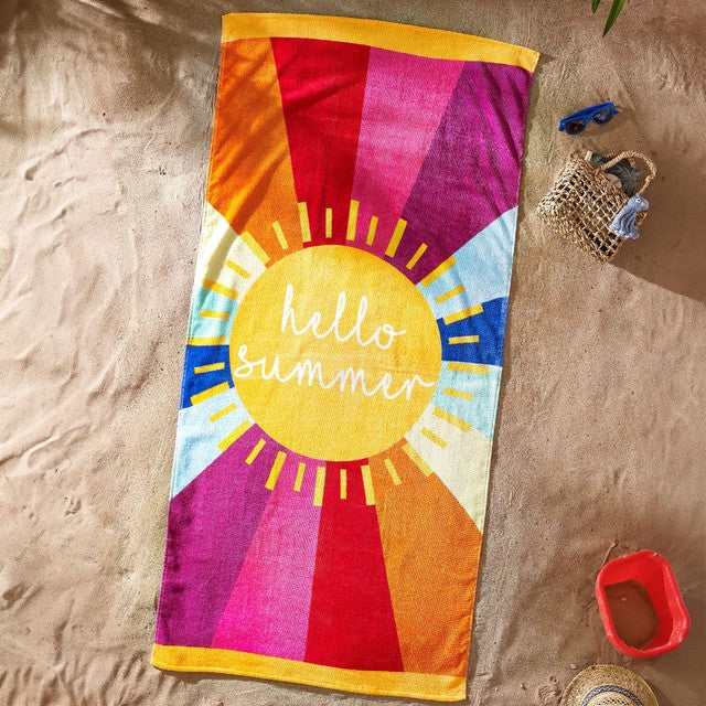 Catherine Lansfield Hello Summer beach towel 76x160cm, imported from the UK