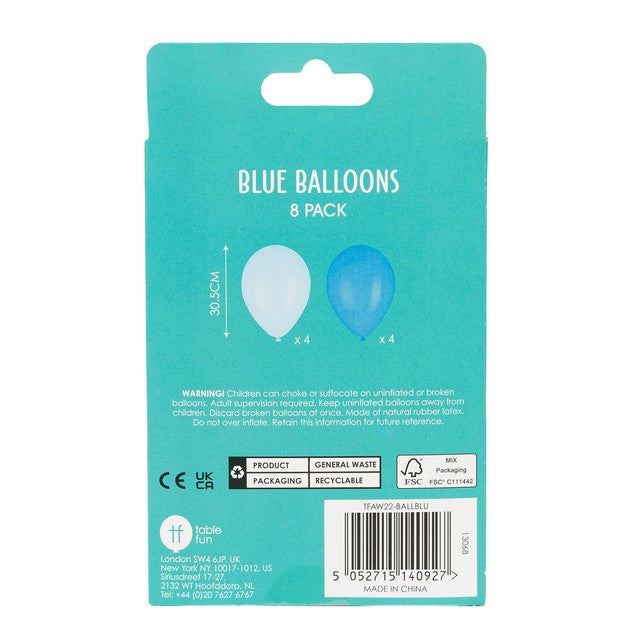Talking Tables blue party balloons 8 per pack (British brand)