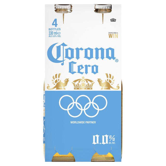Corona Cero alcohol-free lager beer 4 x 330ml bottles - British product