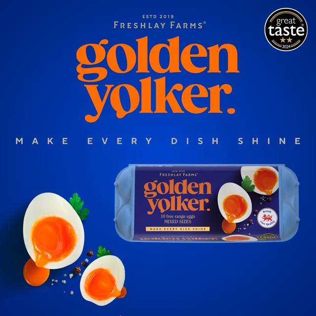 Happy Eggs Golden Yolker free range eggs 10 per pack - British product