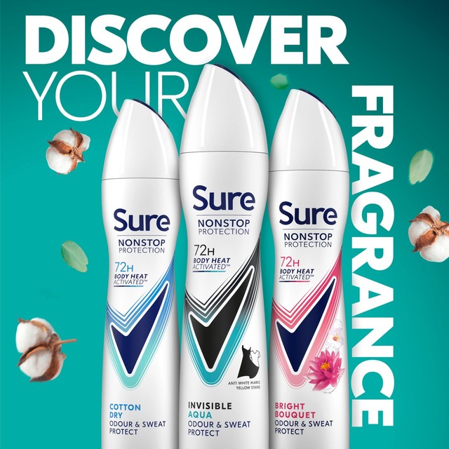 Sure Women Nonstop Protection Invisible Aqua Anti-Perspirant Spray 250ml (British brand)