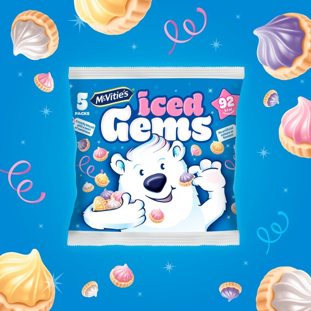 McVitie's Iced Gems biscuits with raspberry, blackcurrant and lemon flavour icing 5-pack, imported from the UK