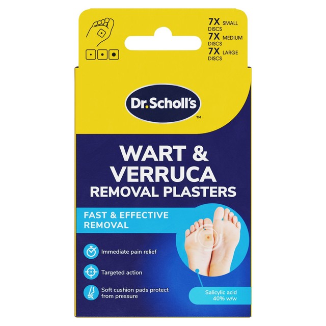Scholl wart and verruca plaster medicated pads (British brand)