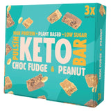 Pulsin keto choc fudge and peanut protein bar multipack 3x30g, imported from the UK