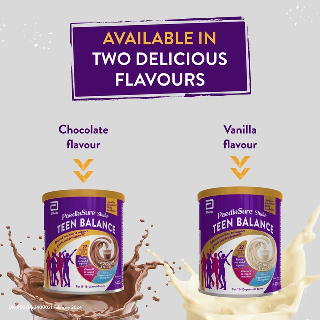 PaediaSure Teen Balance vanilla flavour nutritional shake powder 400g, imported from the UK
