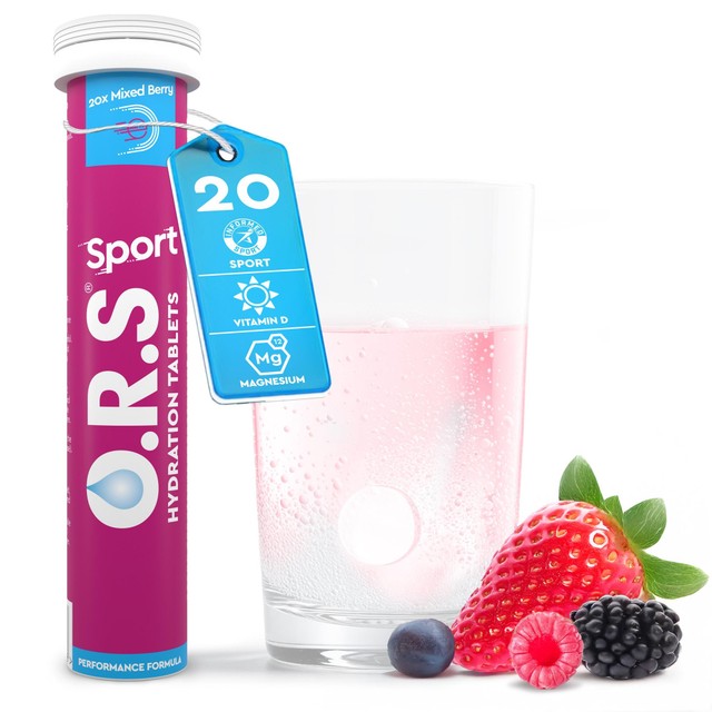 O.R.S Berry Sport hydration tablets 20 tablets, imported from the UK