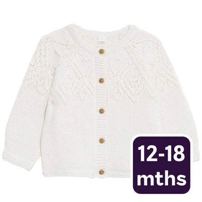 Cardigan à motifs en pur coton M&S Crème pour filles 12-18 mois