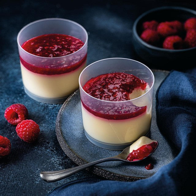 M&S Panna Cotta Raspberry Vanilla 200g, imported from the UK