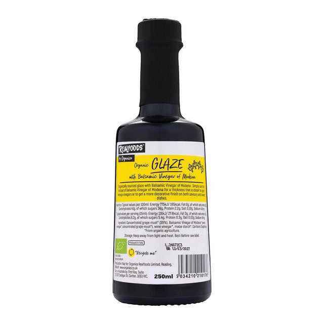 Realfoods organic balsamic glaze 250ml, imported from the UK