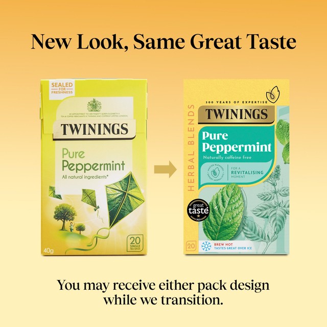 Twinings peppermint herbal tea bags (British brand)
