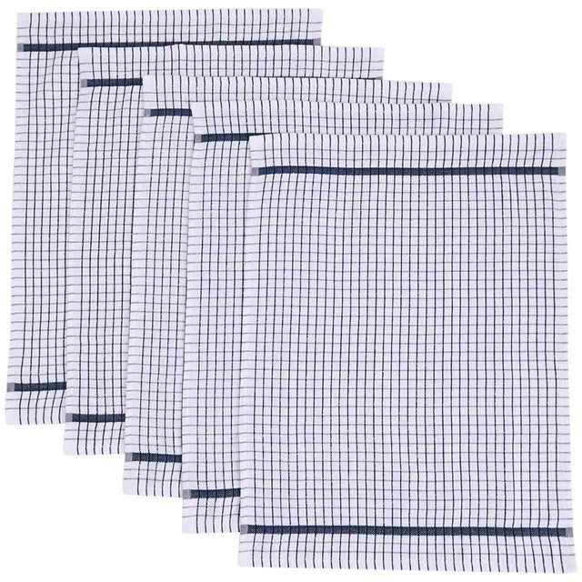 M&S blue checked terry tea towels 50x70 cm (British brand)