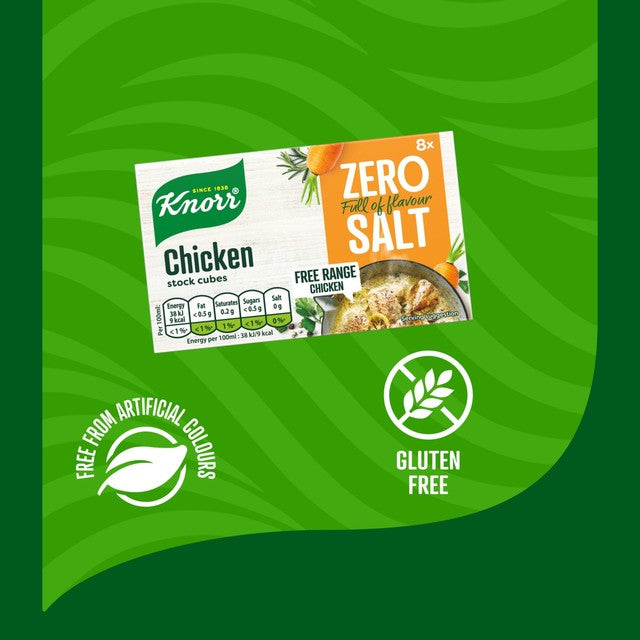 Knorr Zero Salt Hühnerbrühwürfel 72g Packung, britische Version