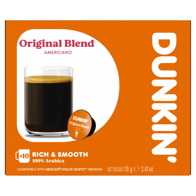 Dunkin Original Blend coffee pods for Dolce Gusto, UK version