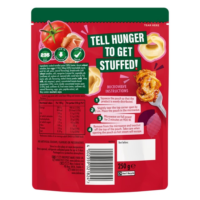 Dolmio Prosciutto Tortellini microwave ready meal 250g - British product