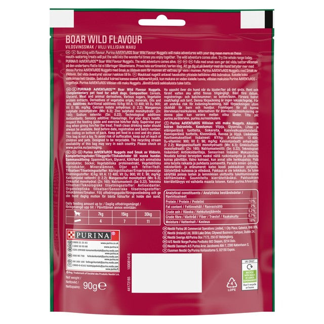 Adventuros Wild Boar Nuggets dog treats 90g - British product