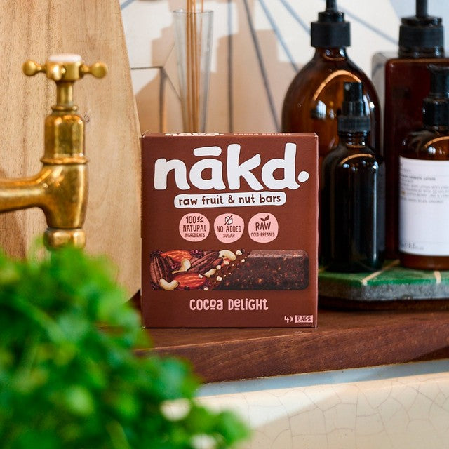 Nakd Cocoa Delight fruit and nut bars 4 x 35g multipack, imported from the UK