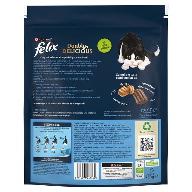 Felix dry cat food Beef Chicken & Vegetables 750g - British product