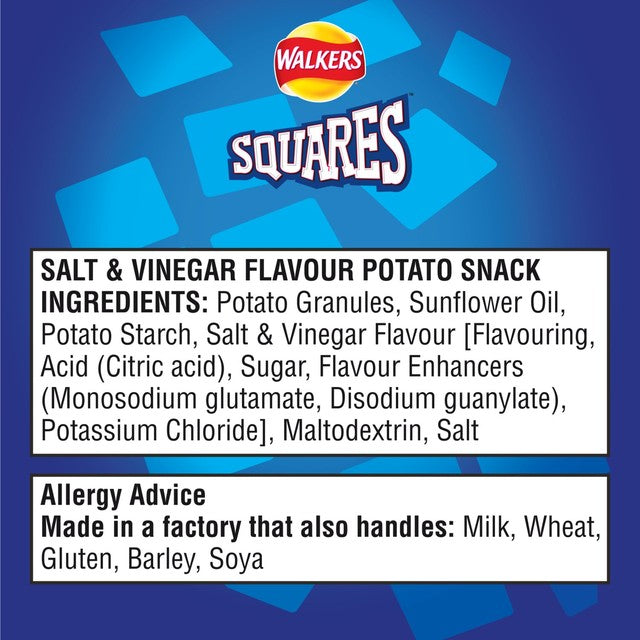 Walkers Squares Salt & Vinegar potato snacks multipack 6x22g (British brand)