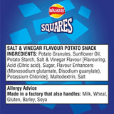 Walkers Squares Salt & Vinegar potato snacks multipack 6x22g (British brand)