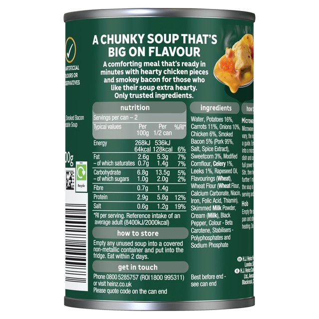 Heinz chicken and bacon chunky big soup 400g, UK version