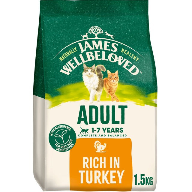 James Wellbeloved turkey dry cat food, imported from the UK