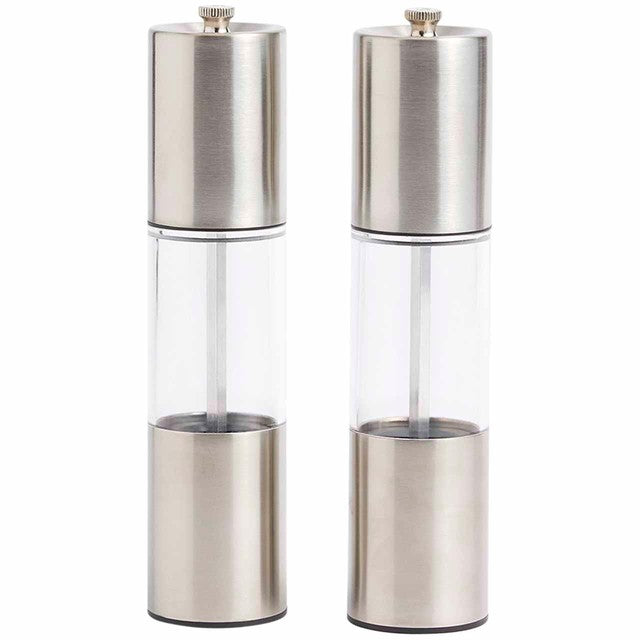 M&S Stainless Steel Salt and Pepper Mills, imported from the UK