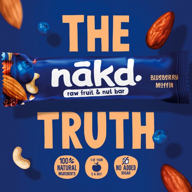 Nakd Blueberry Muffin Fruit Nut Bar Multipack 140g, imported from the UK