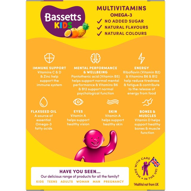 Bassetts Tropical Omega-3 & Multivitamin Gummies for kids - British product