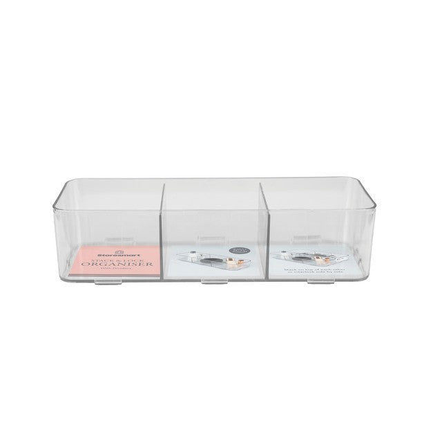 Gem Imports Store Smart Stack & Lock Organiser with Dividers 7.5x31x10.5cm (British brand)