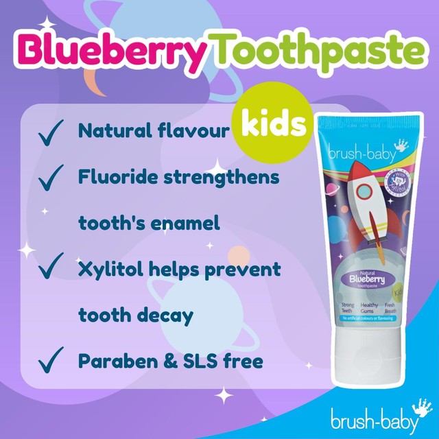Brush-Baby kids natural blueberry flavoured rocket toothpaste 50ml - British product