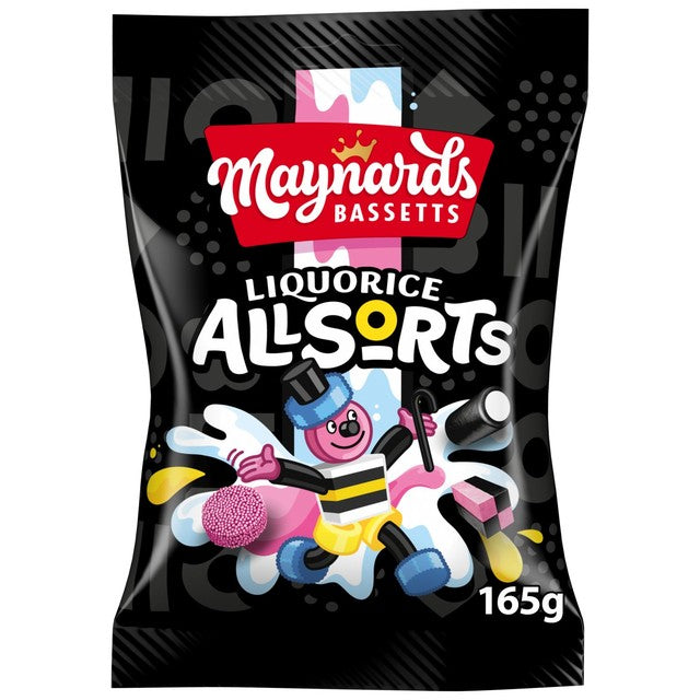 Maynards Liquorice Allsorts Sweets 165g, imported from the UK