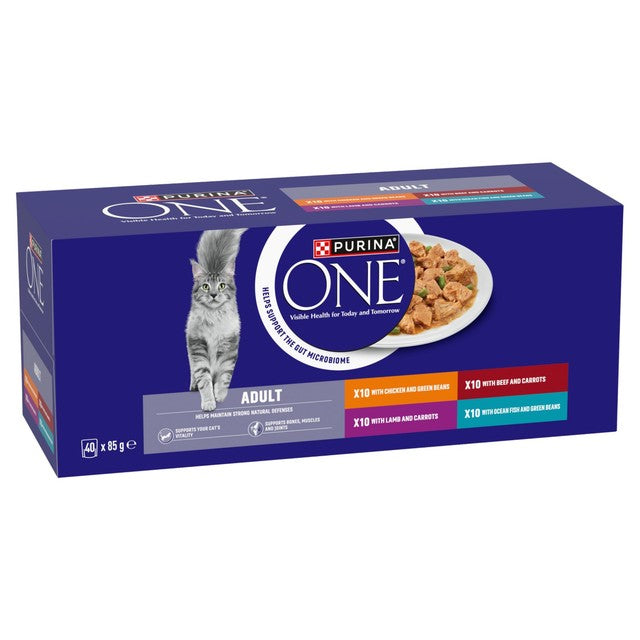 Purina One mini fillets cat food multipack 40x85g, imported from the UK
