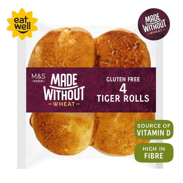 M&S gluten free tiger rolls 4 pack, imported from the UK