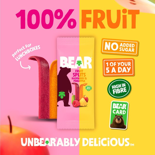Bear raspberry and pineapple fruit splits snack pack - British product