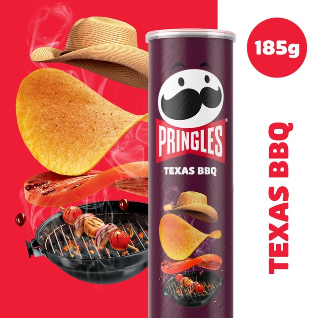 Pringles Texas BBQ sauce flavour sharing crisps 185g, imported from the UK