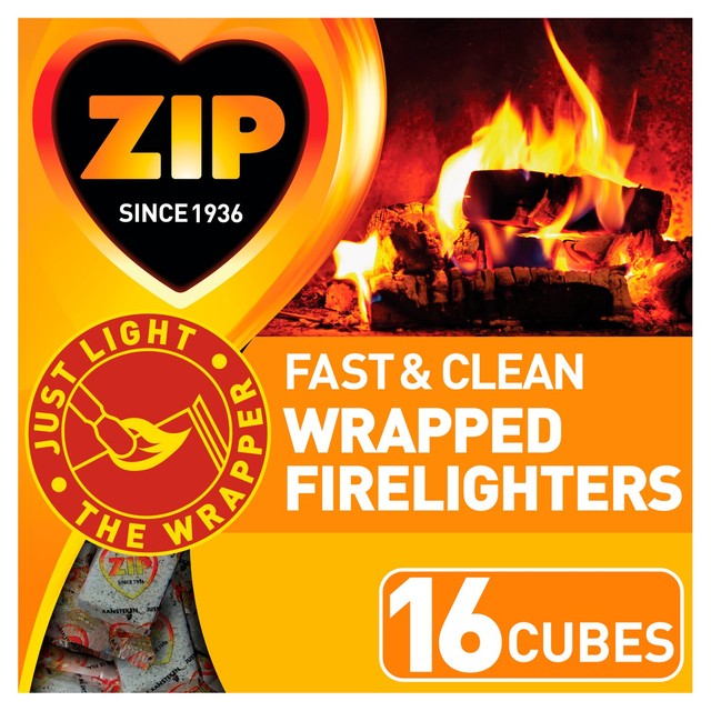 Zip odourless fast & clean wrapped firelighters 16 pack (British brand)