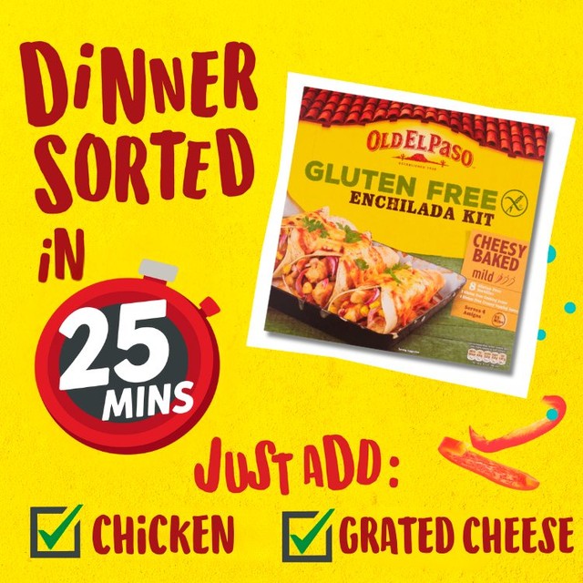 Old El Paso gluten free enchilada kit 518g, imported from the UK