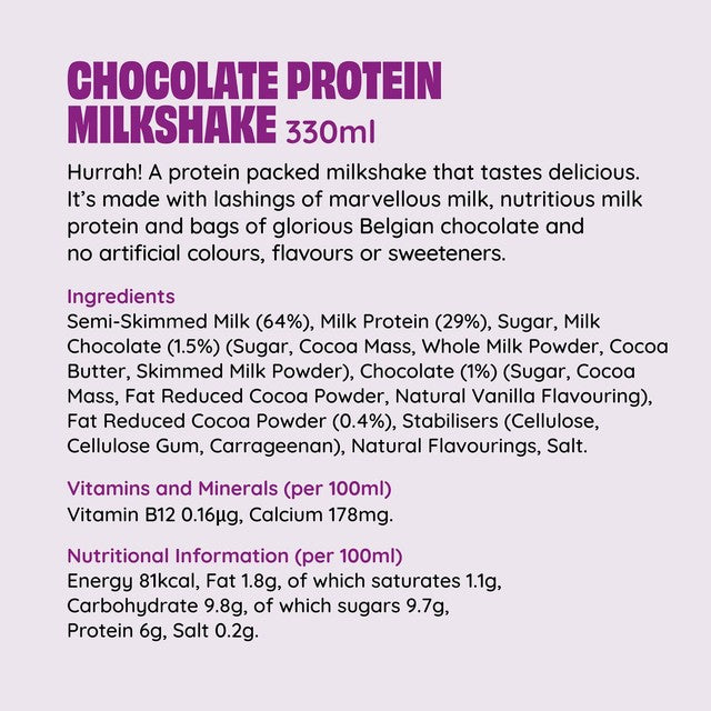 Shaken Udder chocolate protein milkshake 330ml, UK version