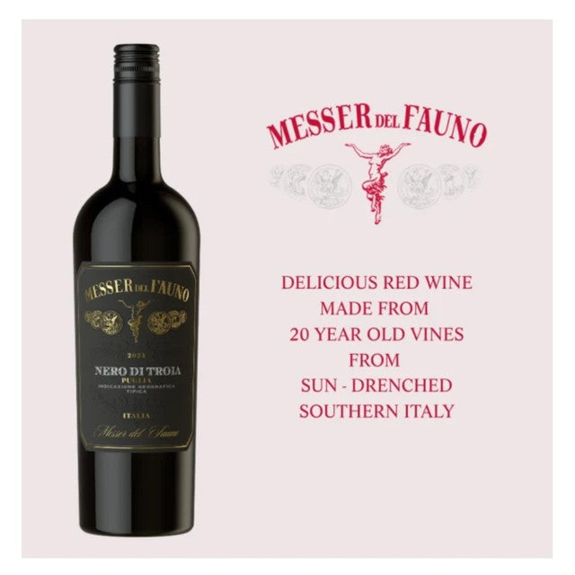 Messer del Fauno Nero di Troia red wine 75cl, imported from the UK