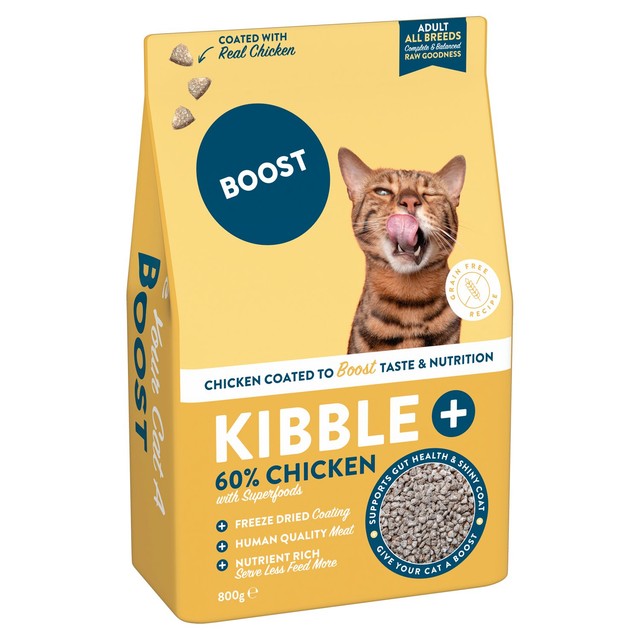 Boost Pet cat kibble freeze dried chicken coated, imported from the UK