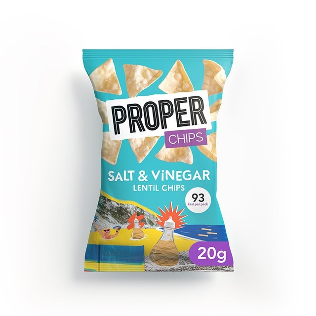 Properchips Lentil Chips Salt & Vinegar 20g, imported from the UK